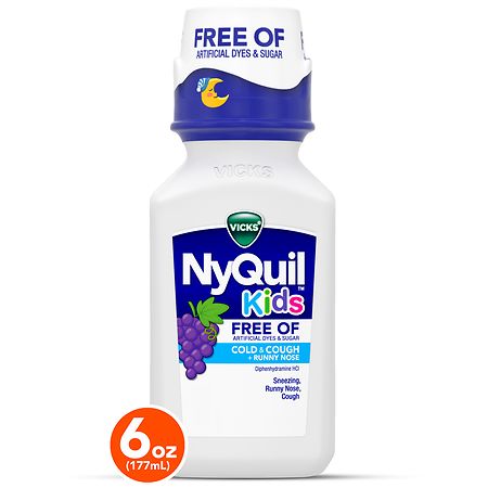 Vicks Nyquil Cold & Cough + Runny Nose Multi-Symptom Relief Liquid Grape 6.0 fl oz
