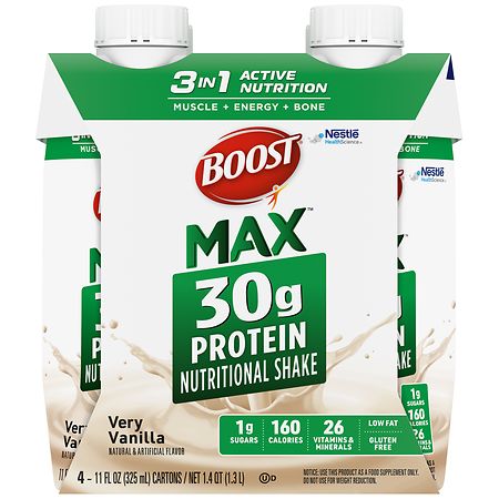 Boost Max 30g High Protein Nutritional Drink Shakes Very Vanilla 11.0 fl oz