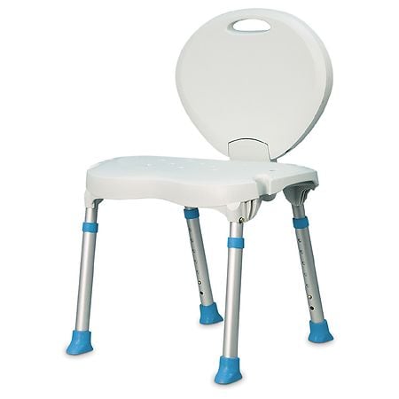 Folding Bath and Shower Chair with Non-Slip Seat and Backrest White