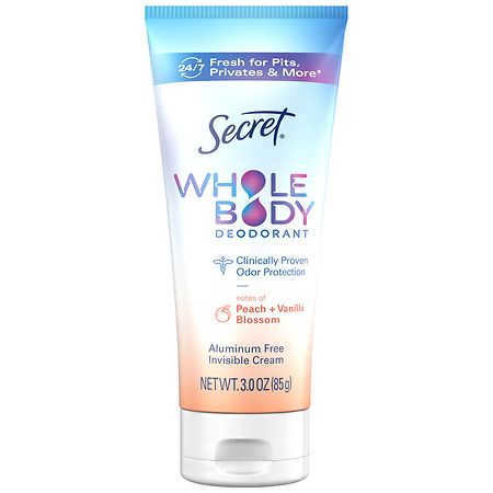 Secret Whole Body Aluminum Free Deodorant Clear Cream Peach & Vanilla 3.0oz