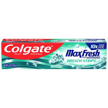 Colgate Max Fresh Whitening Toothpaste with Mini Breath Strips  Clean Mint  6.3 oz