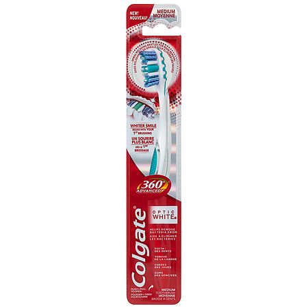 Colgate 360 Advanced Optic White Adult Manual Toothbrush Medium
