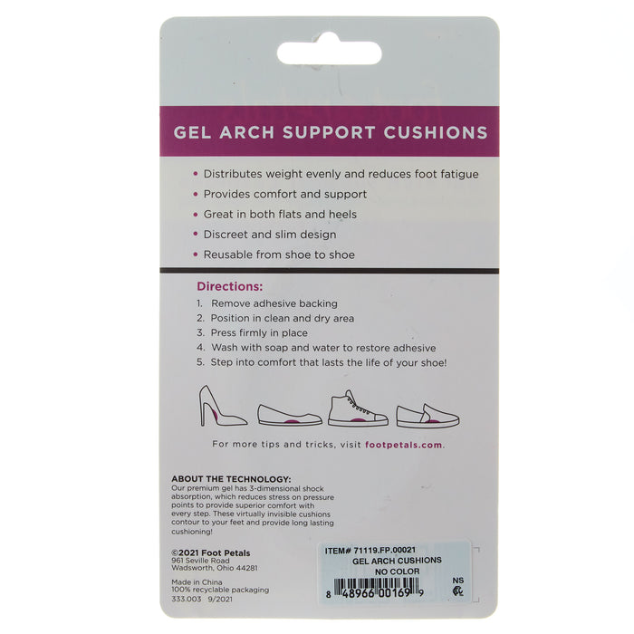 Foot Petals Amazing Arches Technogel Arch Support Cushions, 1 Pair
