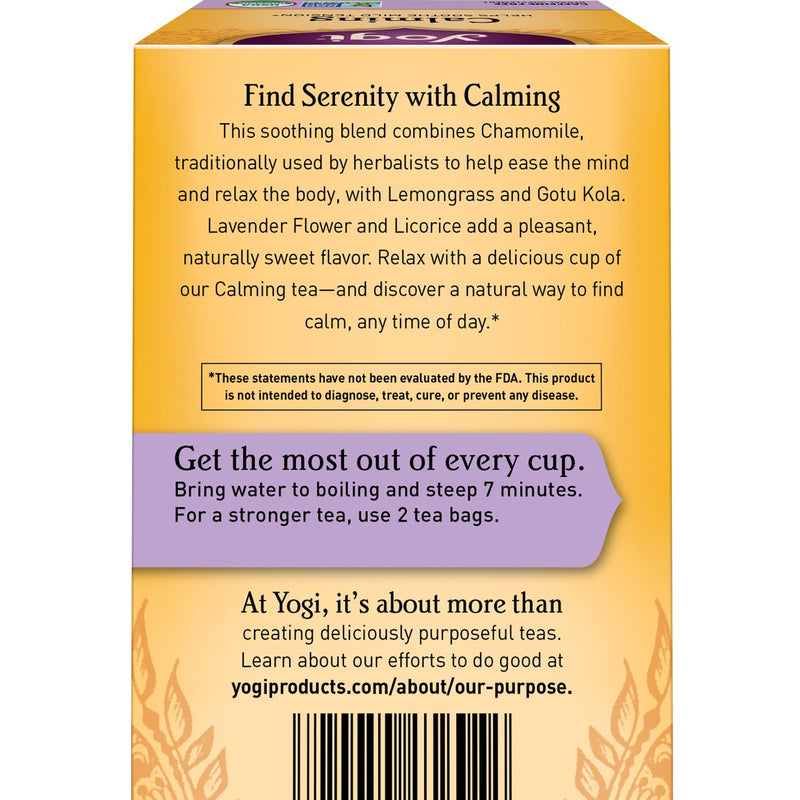 Yogi Tea Calming, Caffeine-Free Organic Herbal Tea, 16 Tea Bags,