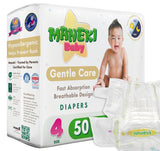 Maneki Baby Diapers, Size 4, Leak Protection, 50 Ct