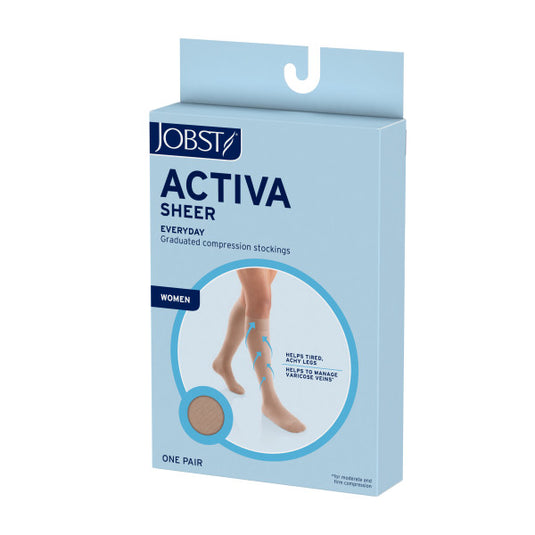 Jobst Activa Sheer Waist-High Compression Stockings, Closed Toe, 8-15 mmHg