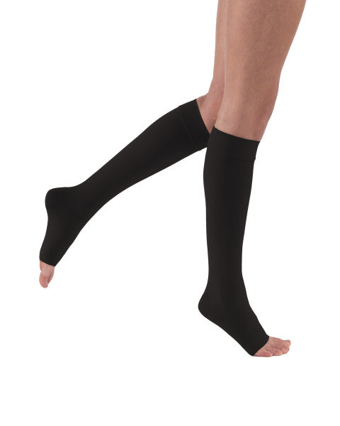 JOBST Relief Knee High Compression Stockings – Open Toe, Black, 20-30 mmHg, Medium