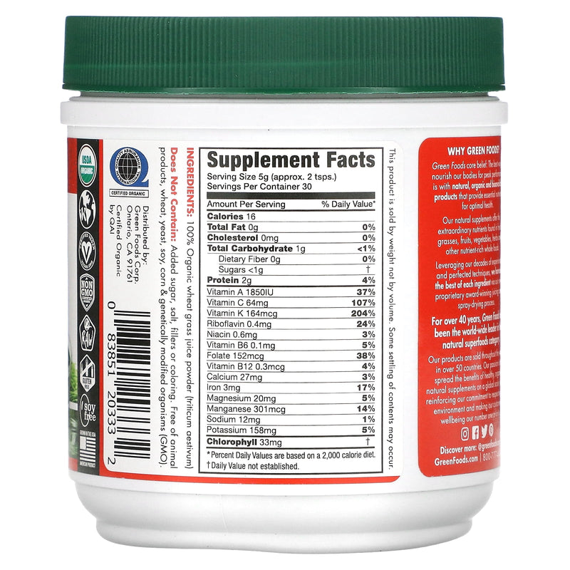 Green Foods Wheat Grass Shots Powder 5.3oz