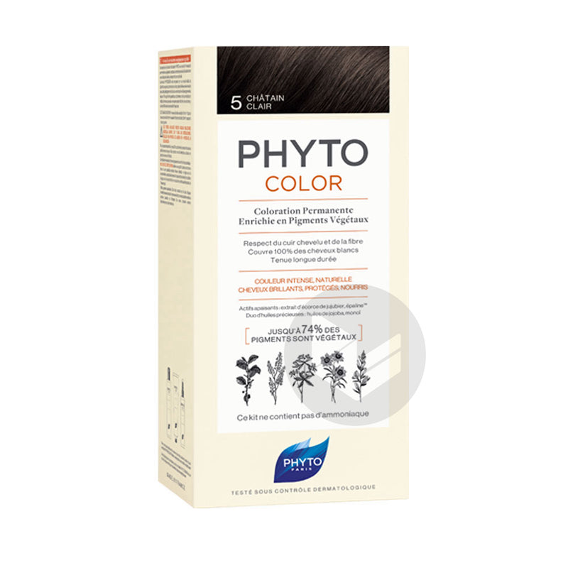 Phyto Phytocolor Permanent Hair Colour, 5 Light Brown, 180 g