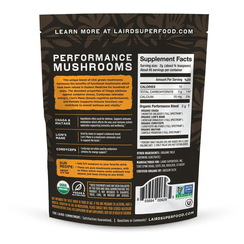 Laird Superfood Performance Mushrooms, 3.17 oz