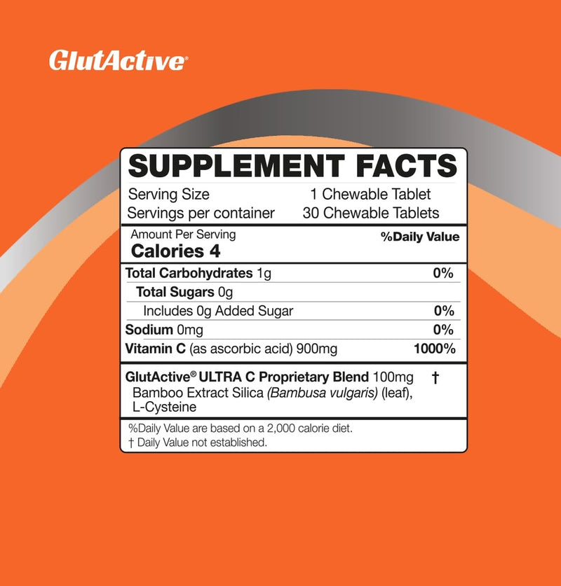GlutActive Ultra Vitamin C 1,000 mg Chewable Tablets, 60 ct