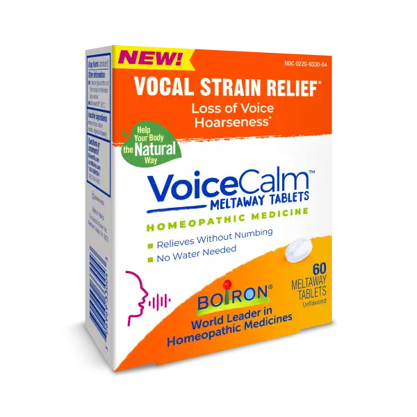 Boiron VoiceCalm Vocal Strain Relief Homeopathic Medicine Meltaway Tablets, 60 Count