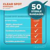 Leader Antibacterial Clear Spot Bandages 50ct