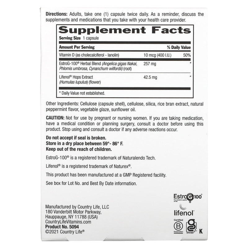 Vida en el campo Menopausia Cápsulas de verduras de rescate 60ct