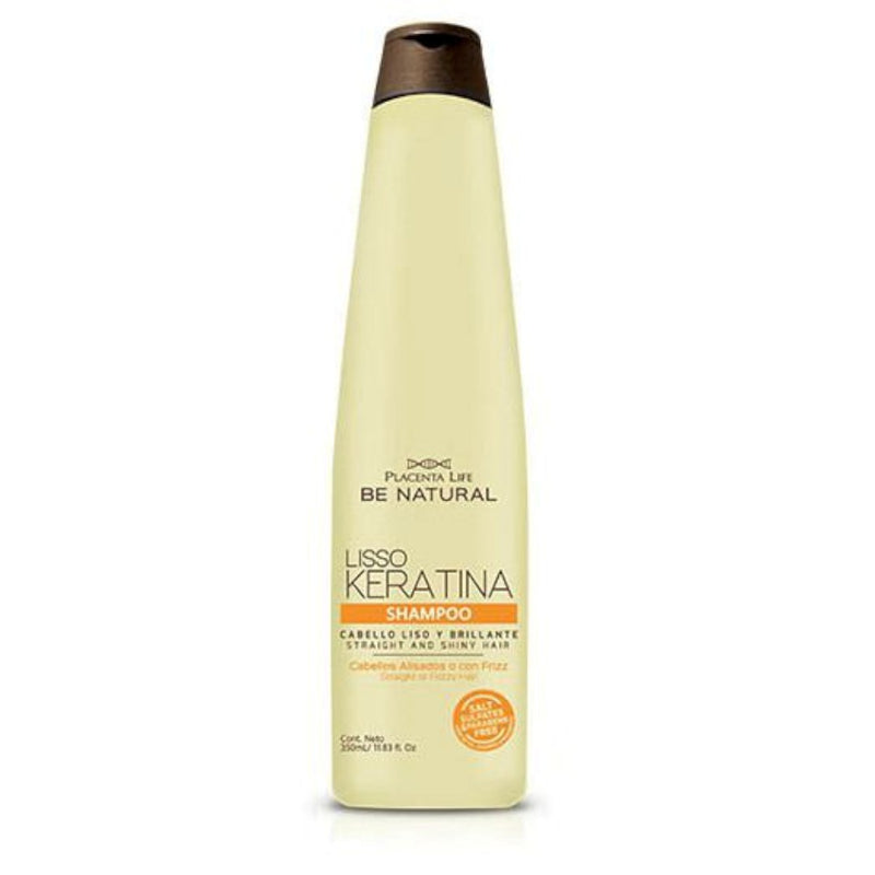 PLACENTA LIFE BE NATURAL LISSO KERATINA Shampoo with HYDROLYZED KERATIN for Straight and Shiny Hair- (350 Ml/ 11.83 Fl.oz)