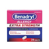 Benadryl Extra Strength Allergy Relief Diphenhydramine HCl 50 mg Tablets, 24 Ct