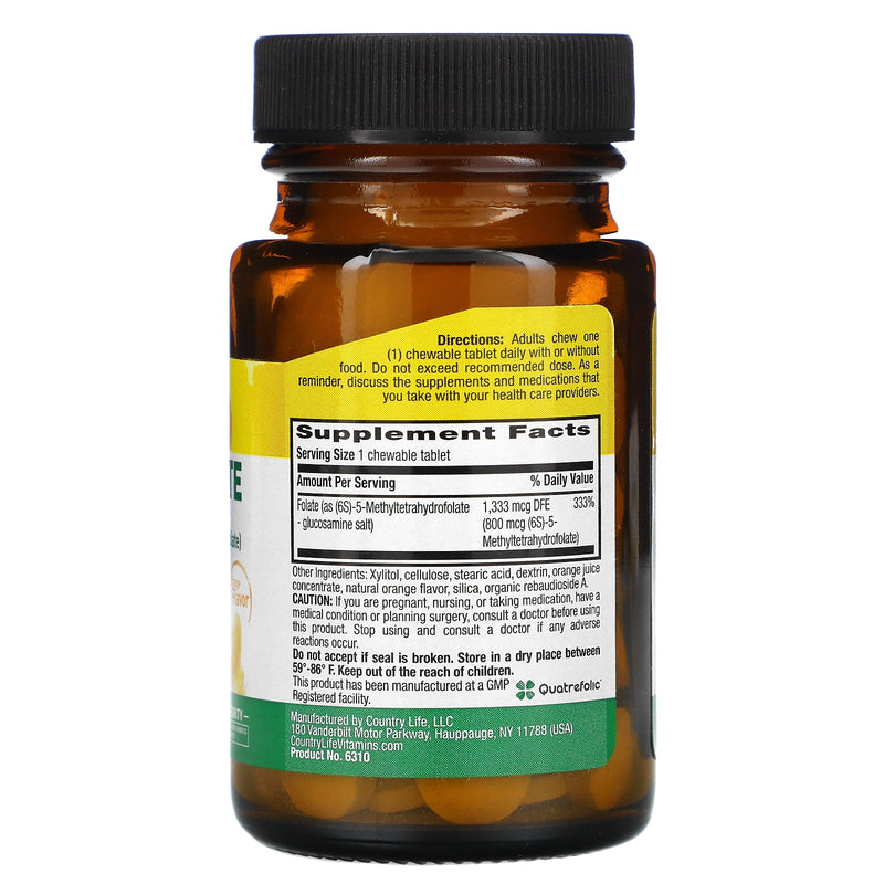 Country Life Methylfolate 1333mcg Chewables 60ct