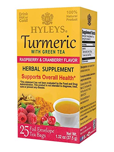 Hyleys Turmeric Green Tea & Raspberry 25 Tea Bags 1.32Oz
