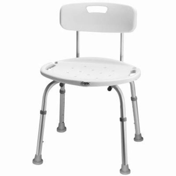 Carex Bath/Shower Seat, Aluminum, White, 20.5 in H x 20 in L