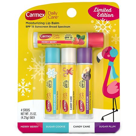 Carmex Daily Care Moisturizing Lip Balm Sticks, Limited Edition, 4 Pack