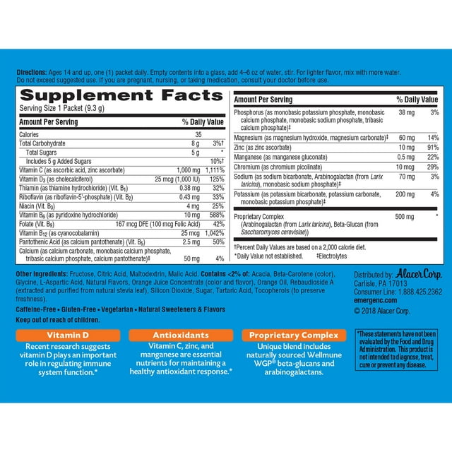 Emergen-C Immune Plus Orange Packs 30ct