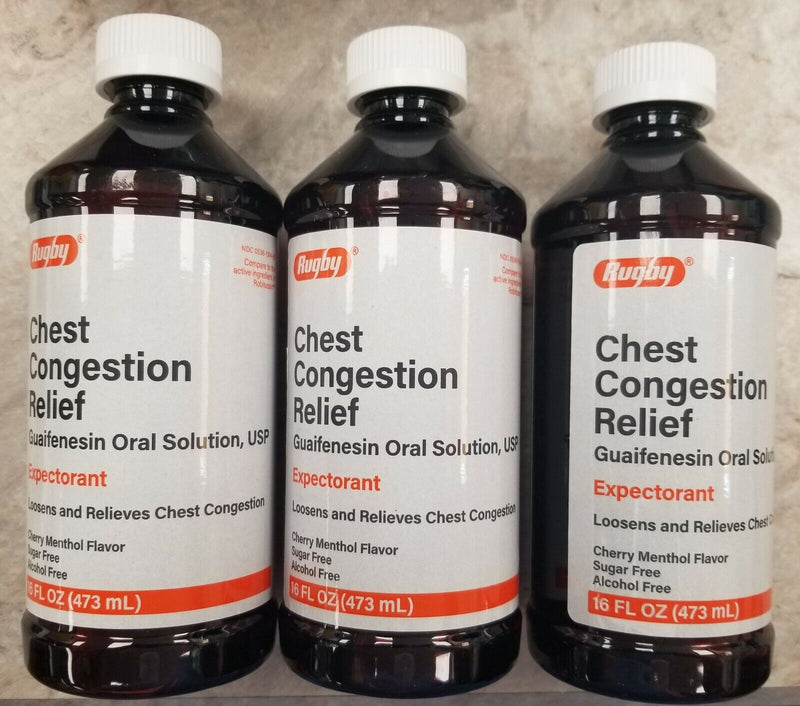 Rugby Guaifenesin Chest Congestion Relief Syrup, Cherry, 16 fl oz