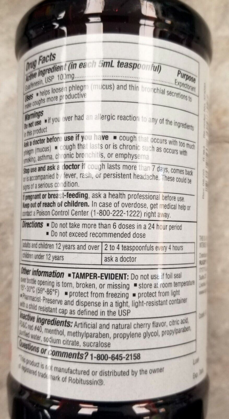 Rugby Guaifenesin Chest Congestion Relief Syrup, Cherry, 16 fl oz