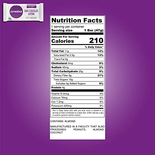 Jonesbar Organic Dark Chocolate Almond Fruit & Nut Bar, 1.7 Oz
