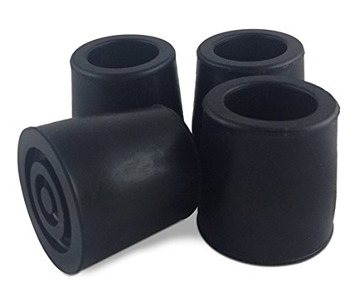 Essential Medical Supply Replacement Walker Commode and Cane Tips  1 1/8 Black 4 Count