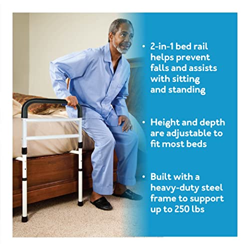 Carex Bed Rails for Elderly Adults - Adult Bed Rails and Bed Grab Bar for Elderly, Seniors, People with Mobility Issues - Tool-Free Assembly 37x20x45