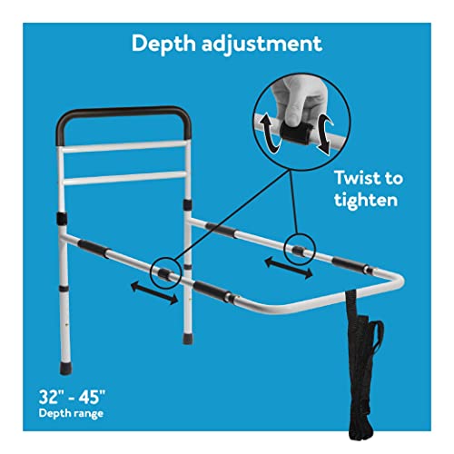 Carex Bed Rails for Elderly Adults - Adult Bed Rails and Bed Grab Bar for Elderly, Seniors, People with Mobility Issues - Tool-Free Assembly 37x20x45