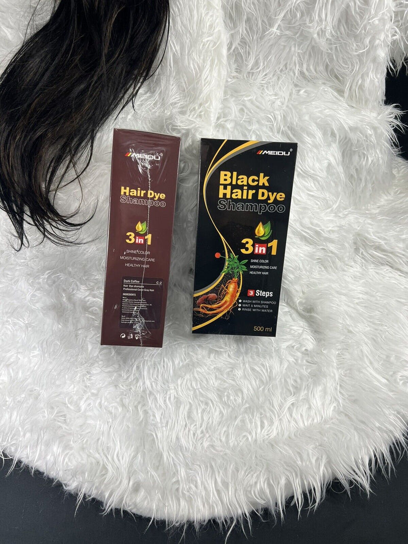 Meidu 3 in 1 Natural Hair Dye Color Shampoo Black 500 ml
