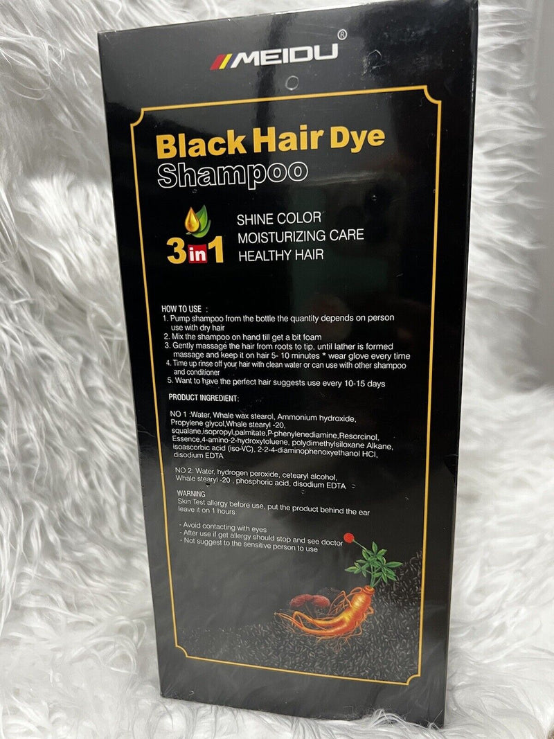 Meidu 3 in 1 Natural Hair Dye Color Shampoo Black 500 ml