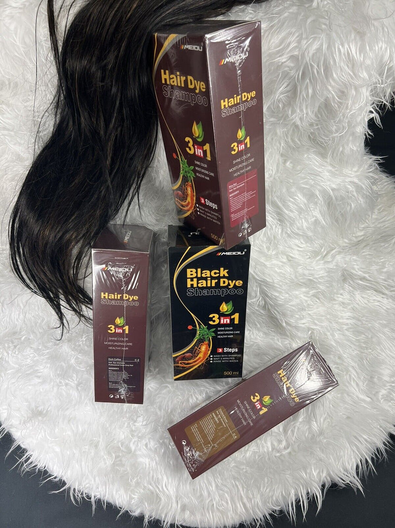 Meidu 3 in 1 Natural Hair Dye Color Shampoo Black 500 ml