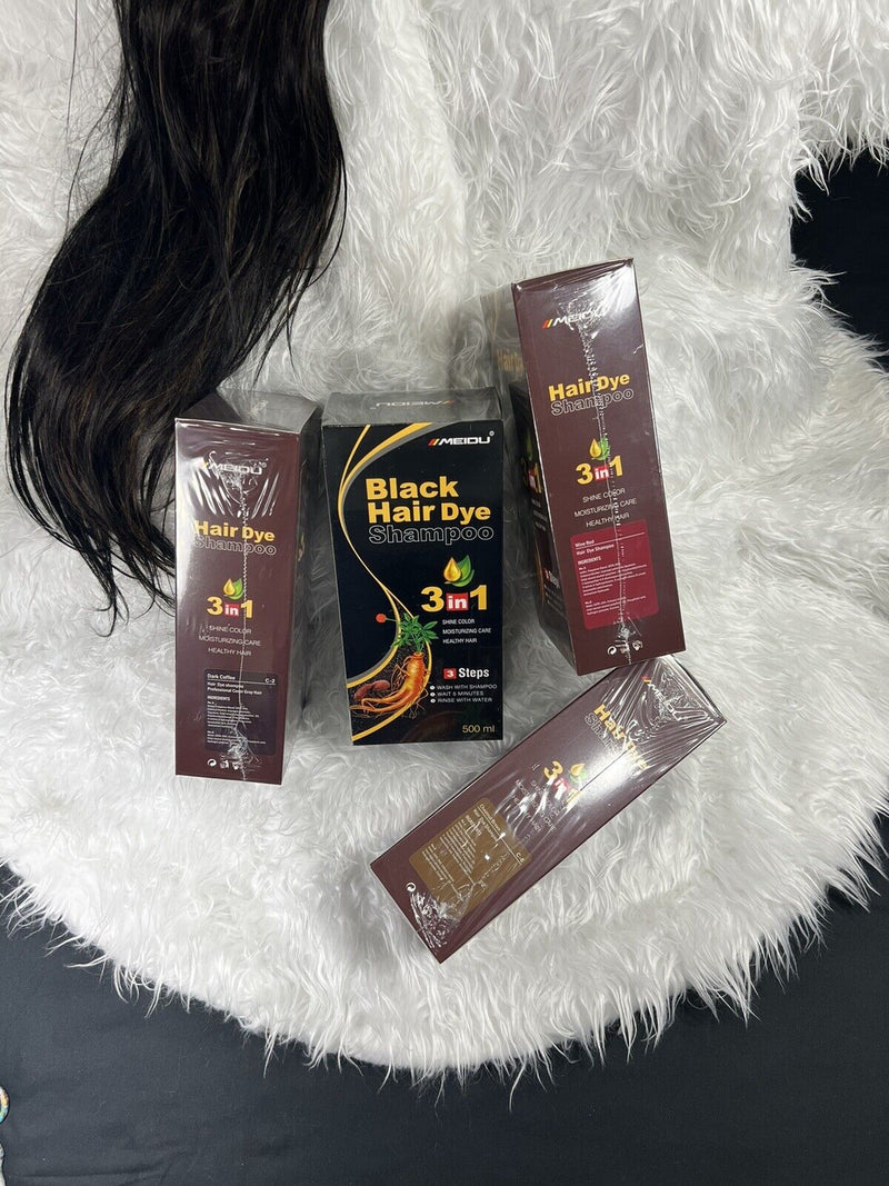 Meidu 3 in 1 Natural Hair Dye Color Shampoo Black 500 ml
