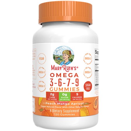 Mary Ruth's Omega 3-6-7-9 Gummies, Peach Mango Apricot, 120 Gummies