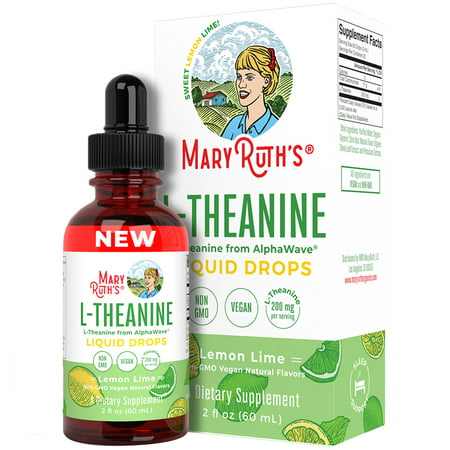Mary Ruth's L-Theanine Drops from AlphaWave Lemon Lime 2 Fl Oz