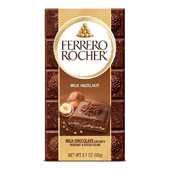 Ferrero Rocher Milk Chocolate Hazelnut Candy Bar, 3.1 oz