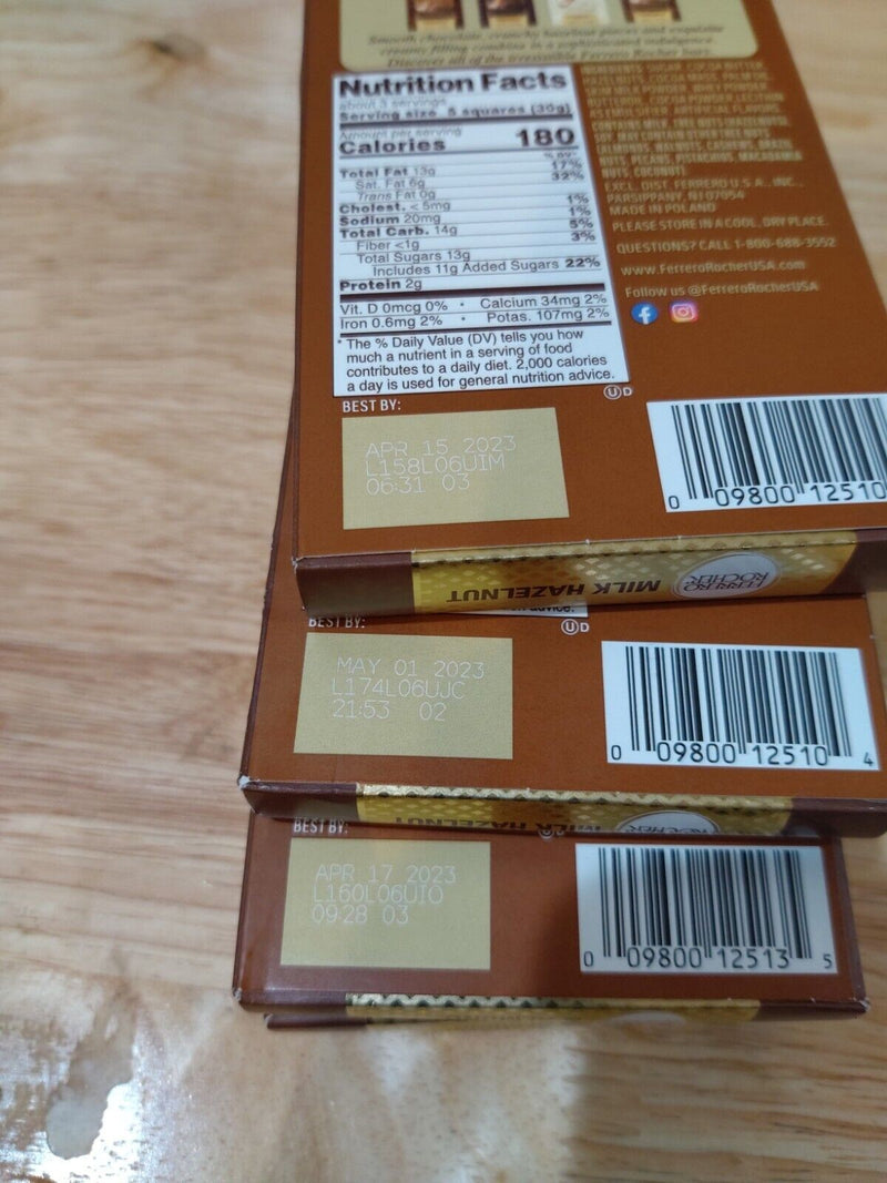 Ferrero Rocher Milk Chocolate Hazelnut Candy Bar, 3.1 oz