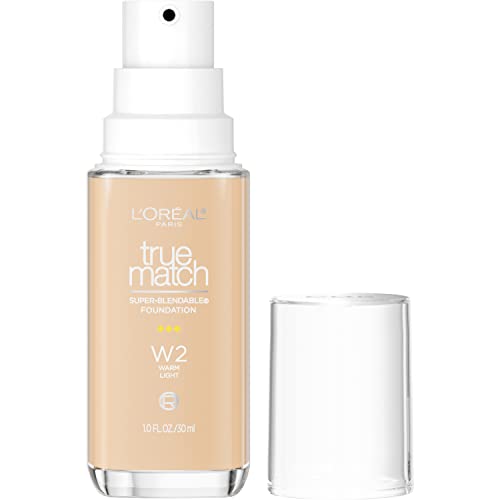 L'Oreal Paris True Match Super-Blendable Foundation Medium Coverage, W2, Light, 1 Fl Oz