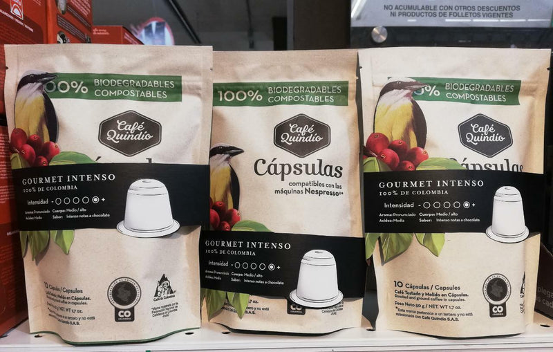 Quindio Coffee Pods, Colombian Arabica Coffee, Intense, 30 Pods
