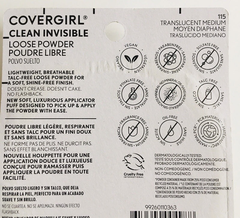 Covergirl Clean Invisible Loose Setting Powder Translucent Medium 0.7 Oz