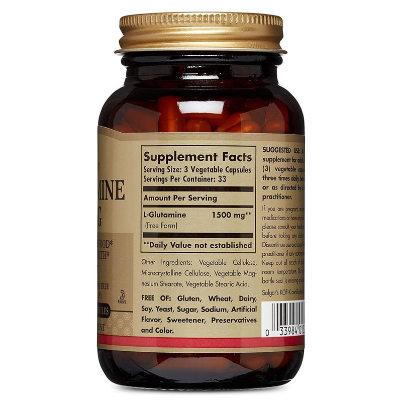 Solgar L-Glutamine 500 mg Vegetable Capsules 100ct