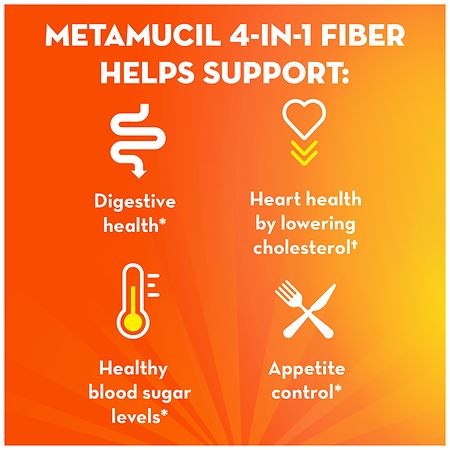 Metamucil Orange Smooth Texture Real Sugar On The Go 30 Packs