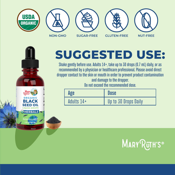 Mary Ruth's Organic Black Seed Oil Liquid Drops, 600 Mg, 2 Fl Oz