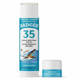 Badger Active Mineral Sunscreen Stick  Unscented  SPF 35  0.65 oz