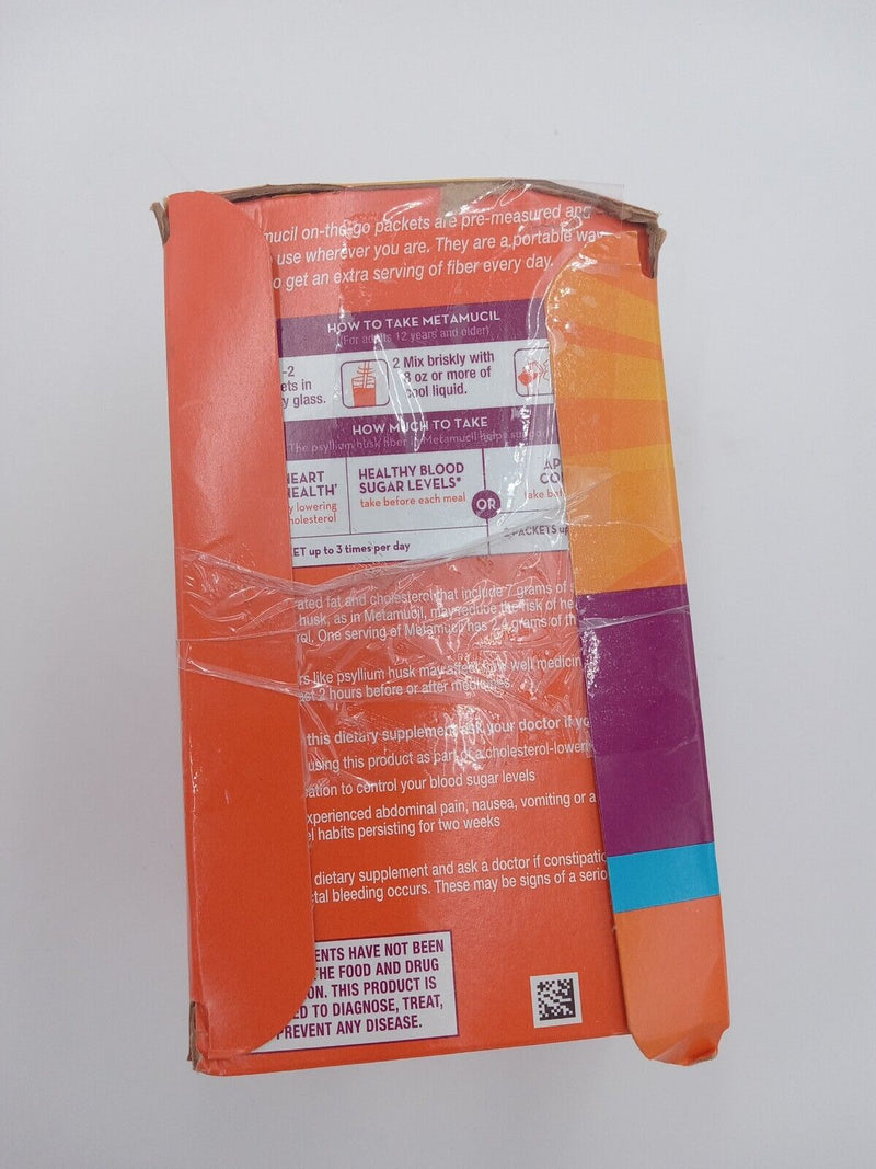 Metamucil Psyllium Fiber Supplement Orange, 30 Sachets