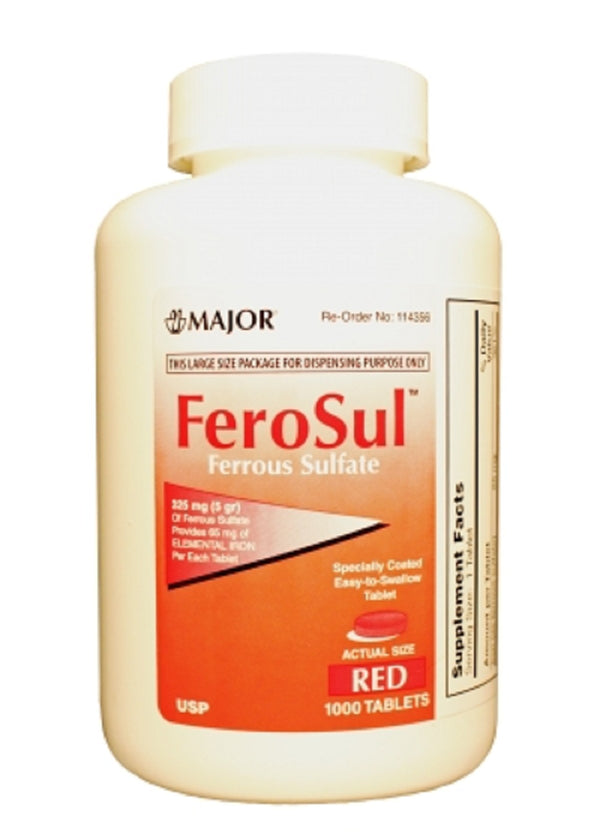 Major FeroSul Ferrous Sulfate Tablets 325 Mg 1000 Count
