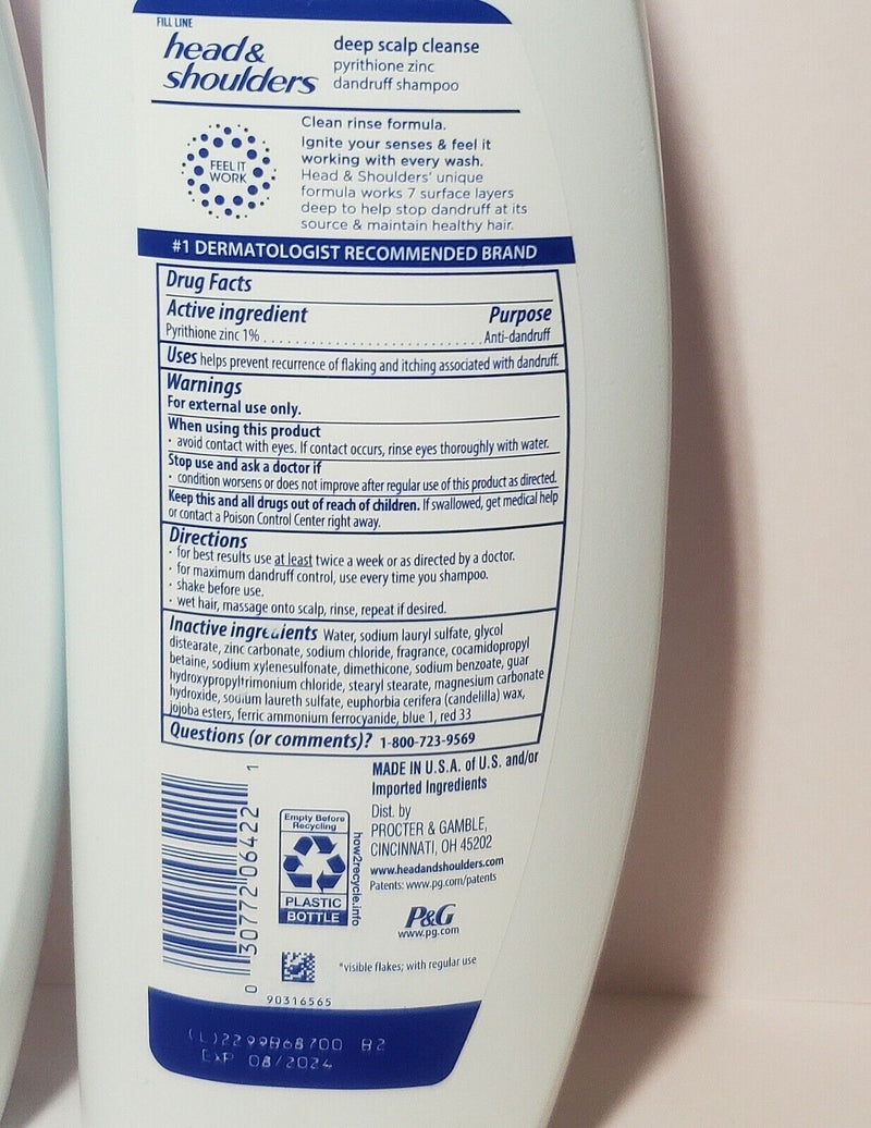 Head & Shoulders Deep Scalp Cleanse Dandruff Shampoo, 12.5 fl oz