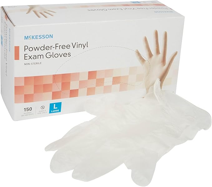 McKesson Powder-Free Vinyl Exam Gloves Non-Sterile Large 14-138 150ct